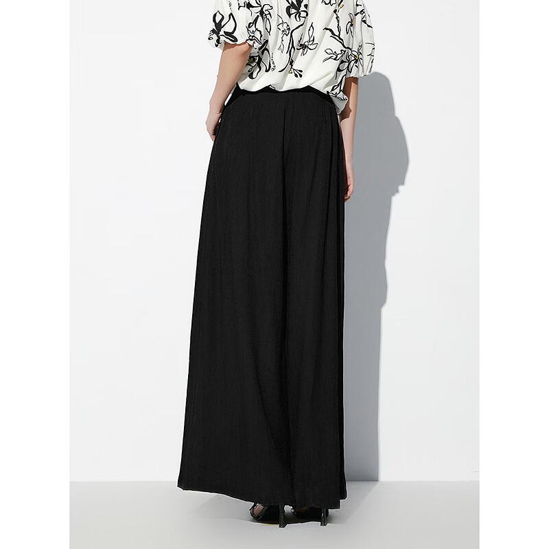 PEACEBIRD Women's High-Waisted Textured Wide-Leg Draped Pants