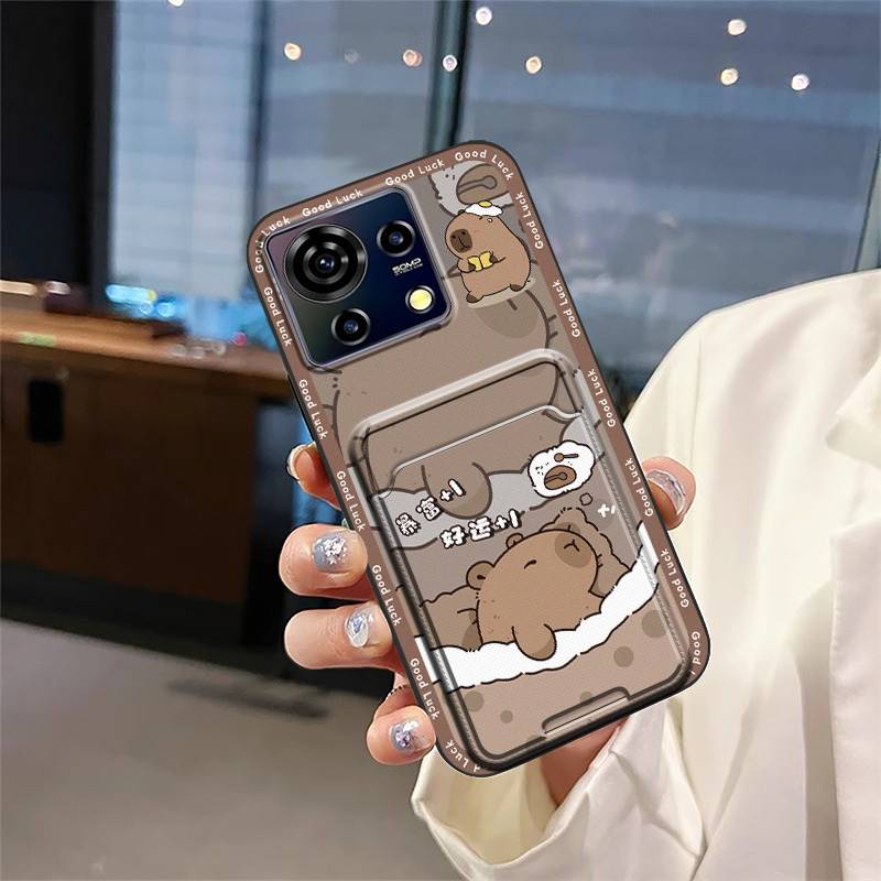 Card Slot TPU Phone Case For ZTE Blade V50 Vita Waterproof Protective Fashion Design Cartoon Cute Anti-knock Soft Case