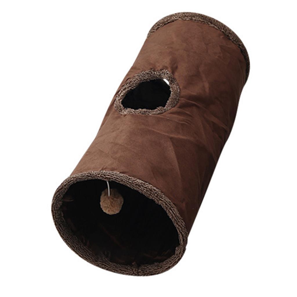 Collapsible Cat Tunnel Toy with Dangling Toy Playtube Crinkle Plush Foldable Tunnel for Indoor Kitten Rabbit