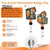 Personalized Badge Holder Halloween Retractable Reel, Skeleton And Pumpkin Design, Acrylic ID Card Office Id with Sturdy Metal Clip for Nurses