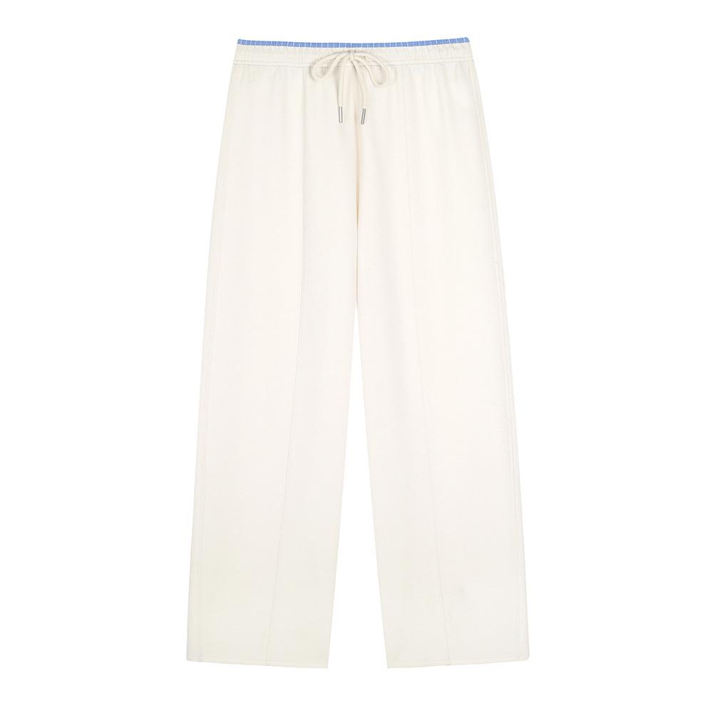 

Korean Style High Waist Drawstring Wide-Leg Plus Size Pants 5XL (200-220 lbs) бежевый