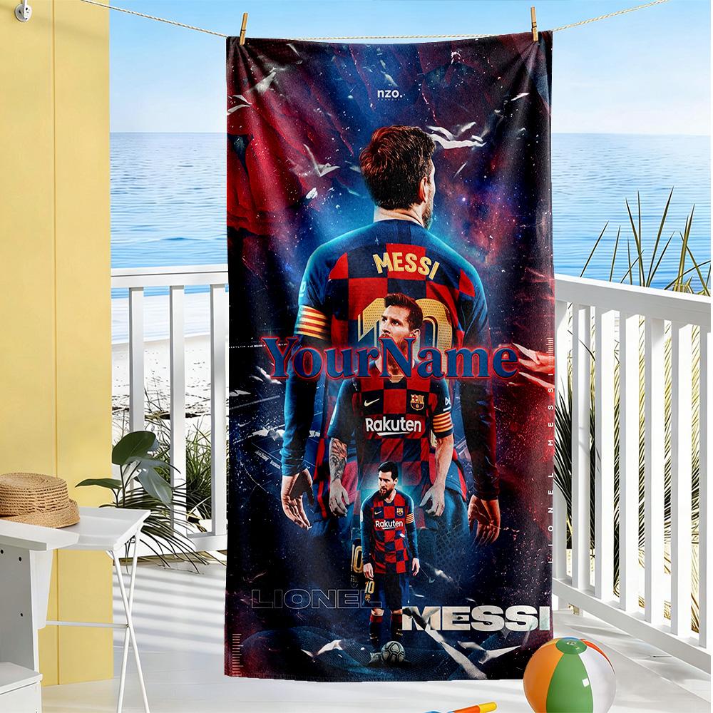 Messi Customize Your Name Beach Towel Super Soft & Absorbent Portable for SwimmingBeachCamping Travel Beach AccessoriesGym