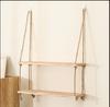 1PC Wooden Swing Hanging Hemp Rope Wall Shelve Mounted Floating Home Living Room Plant Flower Pot Tray Storage Garden Decoration