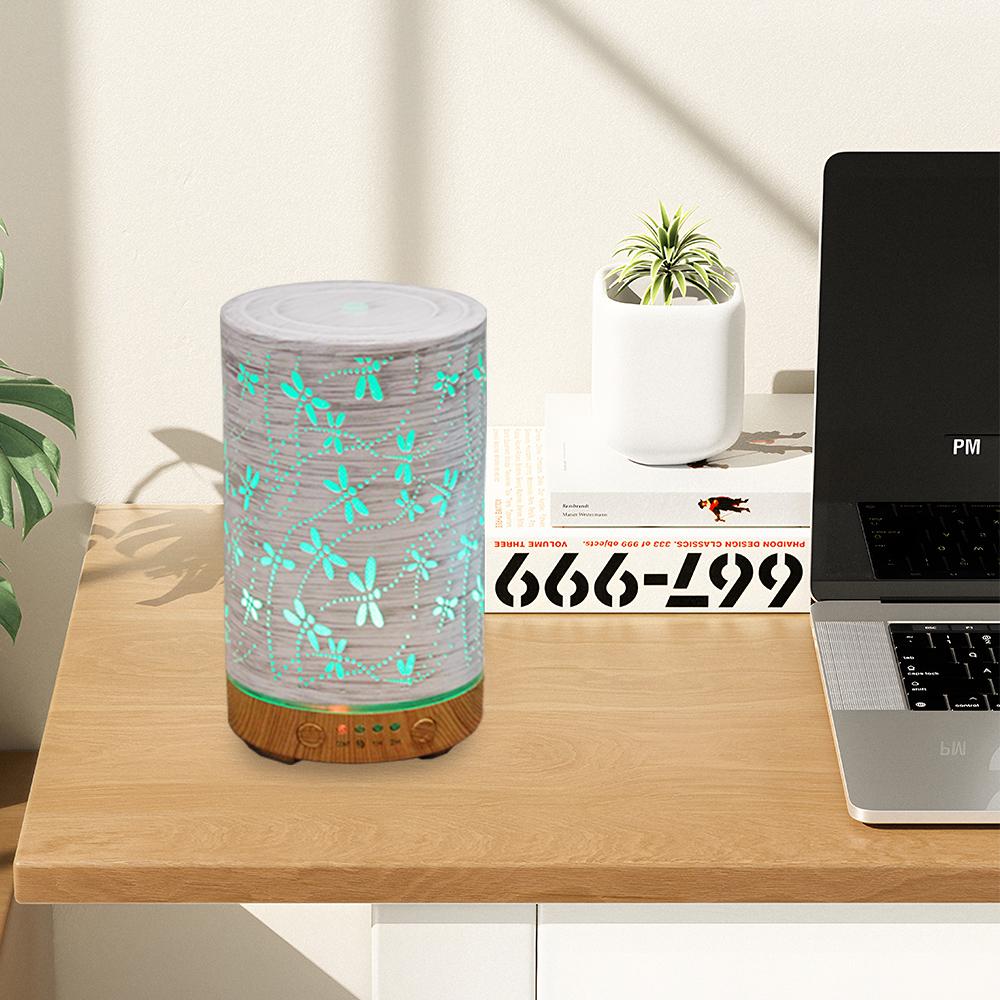 Timing Function Essential Oil Diffuser 100ml Scent Diffuser Hollow Dragonfly Bee Ultrasonic Air Humidifier Iron Aroma Diffuser