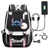Neuer Stitch USB Lade Rucksack Lilo Stitch Schultasche für Jungen Mädchen Leichter Mode Rucksack