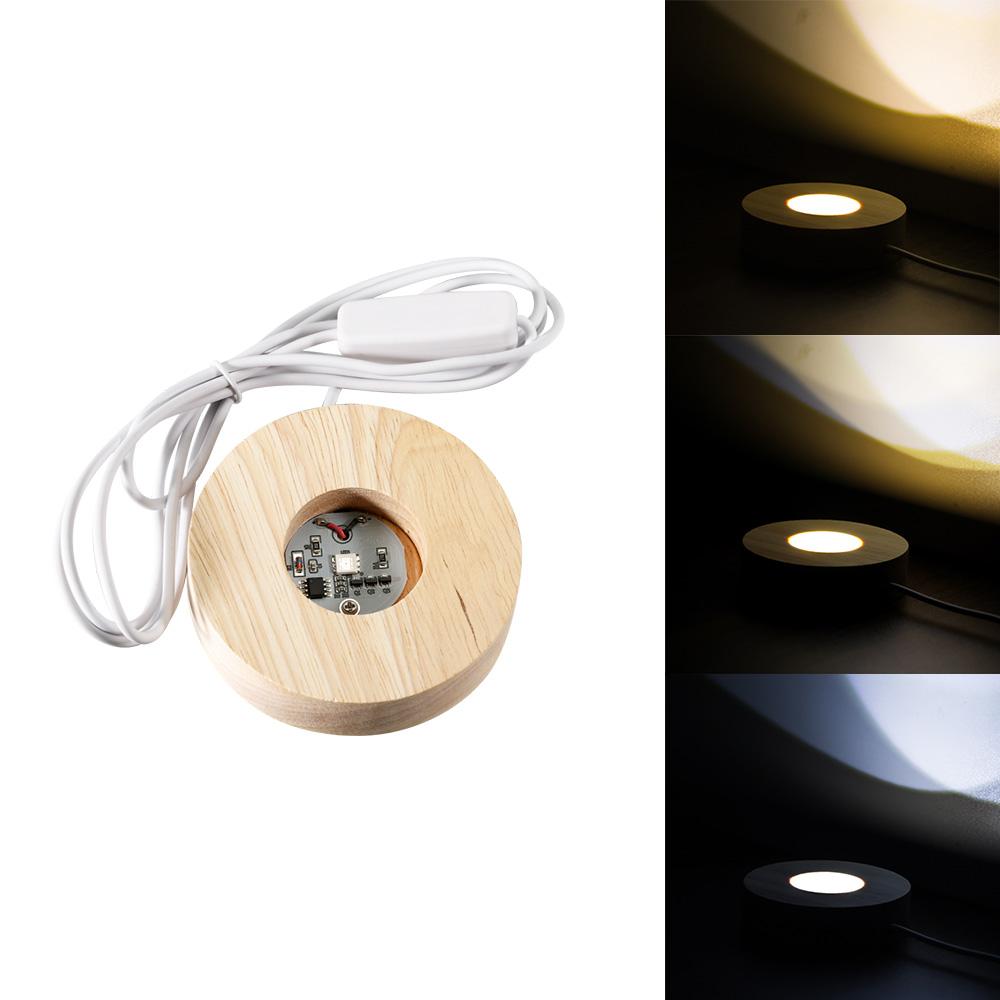 Resin Art Display Round Wood Colorful LED Light Wooden Night Lamp Base Stand for DIY Epoxy Resin Mold Display Base Home Decor
