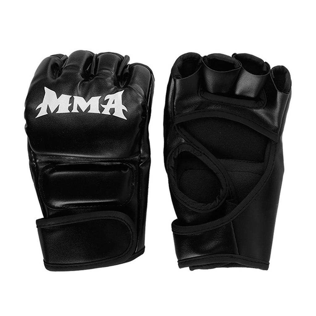 Half Finger Boxing Gloves Boxing MMA Kickboxing Gym Workout Knuckle Wrist Protection PU Leather Half Finger Punching Mitts