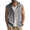 Gilet casual da uomo senza maniche con cappuccio in misto lino multicolore per l'estate