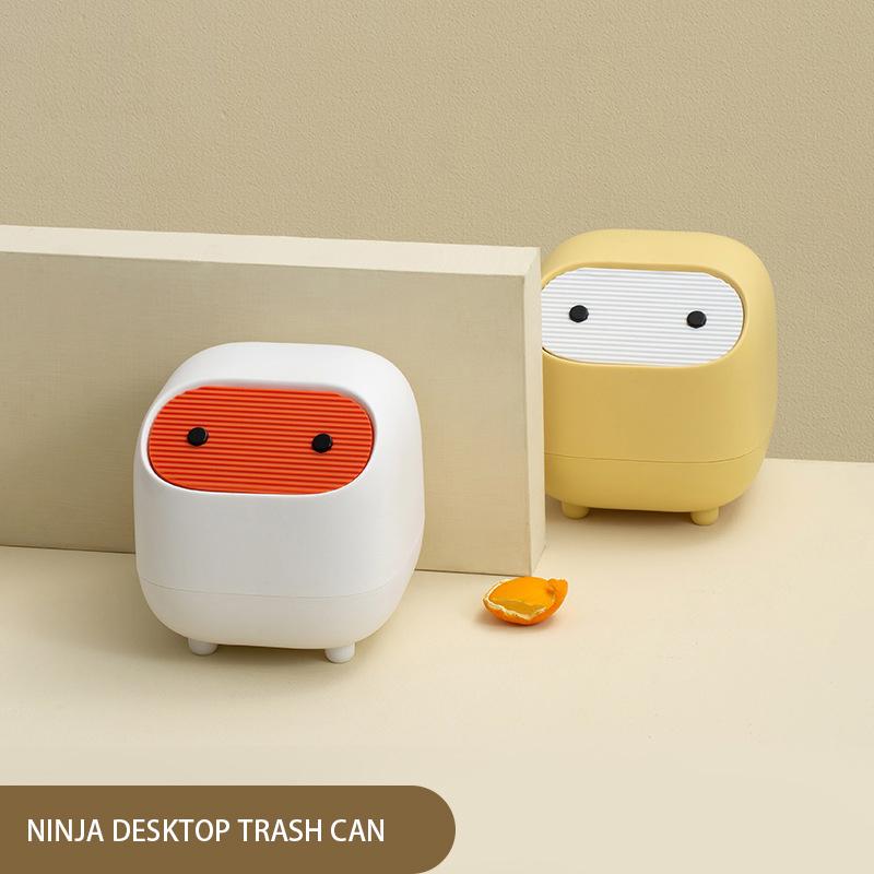 Ninja Desktop Trash Can Mini Multifunctional Double Layer Contrasting Color Pressing Trash Can Household With Lid Living Room