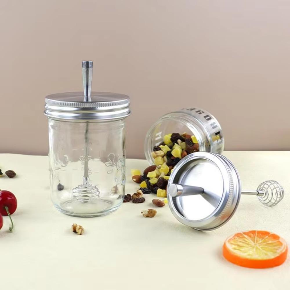 

304 Stainless Steel Honey Stirrer Lid Detachable Hoop Lid Mason Jar Lid Regular Mouth Jar 70MM
