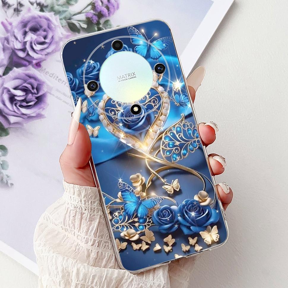 For Honor X9b 5G Case Flowers Butterfly Painted Cover Soft Silicone Casing For Honor X9 X9 b HonorX9b 5G Phone Case