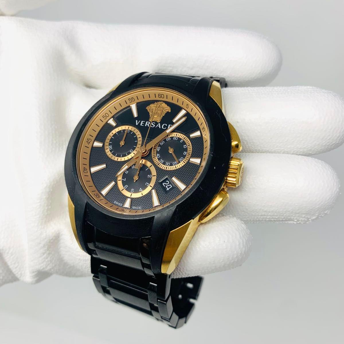 Used [Working Item] VERSACE Chronograph Watch Men s Gold Medusa Versace VEM8