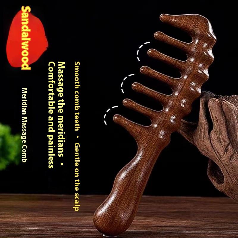 Holzkamm mit langem Griff und breiten Zinken zum Locken und Wellenstylen der Haare, professionelles Salonwerkzeug für schwarzes Haar und Perücken