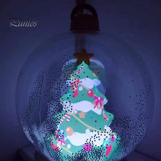 24" Inflatable Christmas Ball with LED Light Outdoor Blow Up PVC Ball Decorations with Santa/Reindeer/Snowman Figurine for Yard Pool Garden Decor