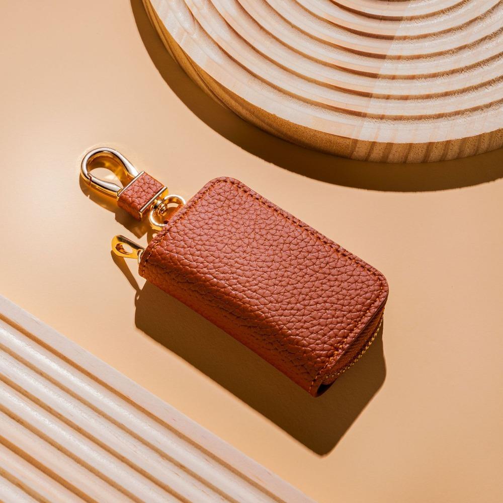 

Однотонная сумка для монет из ПУ кожи, простой чехол для ключей, сумка нового дизайна, маленький кошелек, кошелек, брелок коричневый