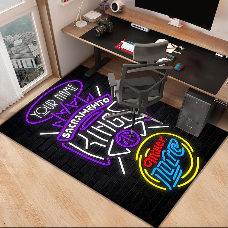 Custom NameSacramento Basketball Logo Carpet, Indoor Rug, Chair Rug, Living Rooms, Doormat Made From Polyester Home Decor Birthday Christmas Gifts