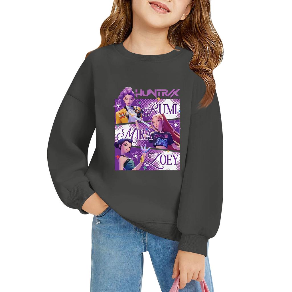 Kids' Long Sleeve Loose Pullover Letter Printed Round Neck Sweatshirt