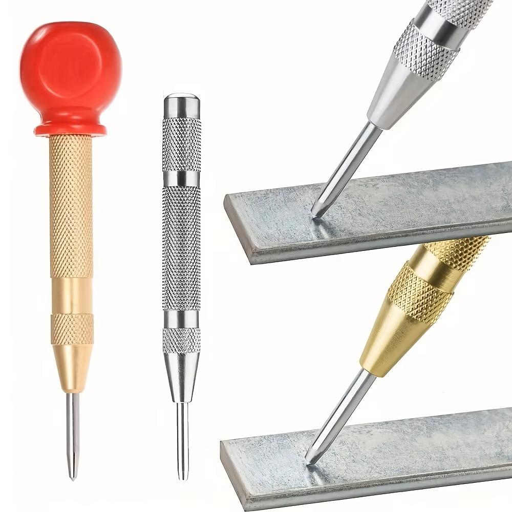Silver Automatic Spring Loaded Center Punch Glass Breaker Window Puncher Drill Bit Center Punch Eyelet