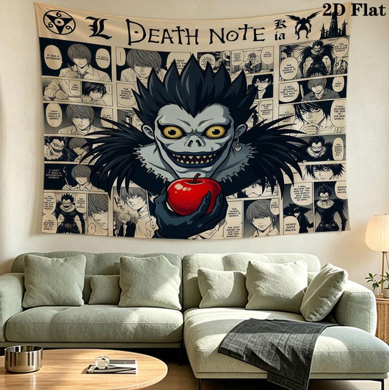 Arazzo da Parete Death Note Appeso Estetico Coperta in Tessuto Stampato Arazzi Decorativi per Camera da Letto Soggiorno Decorazioni per la Casa