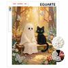 DIY Frameless Pearl Painting Kit Cute Spirit And Black Cat Pattern 3D Shiny Bead Art Canvas Relaxing Creative Craft Gift
