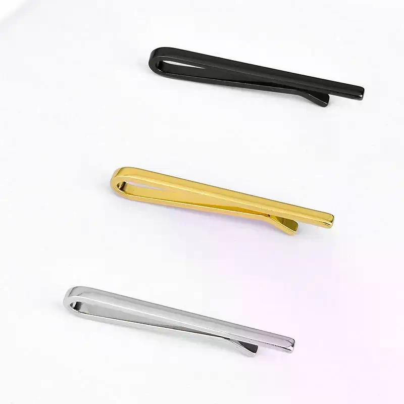 1Pc Men's Narrow Tie Clip Copper Fashion Thin Small Tie Bar Silver Gold Black Business Formal Wear Accessories
