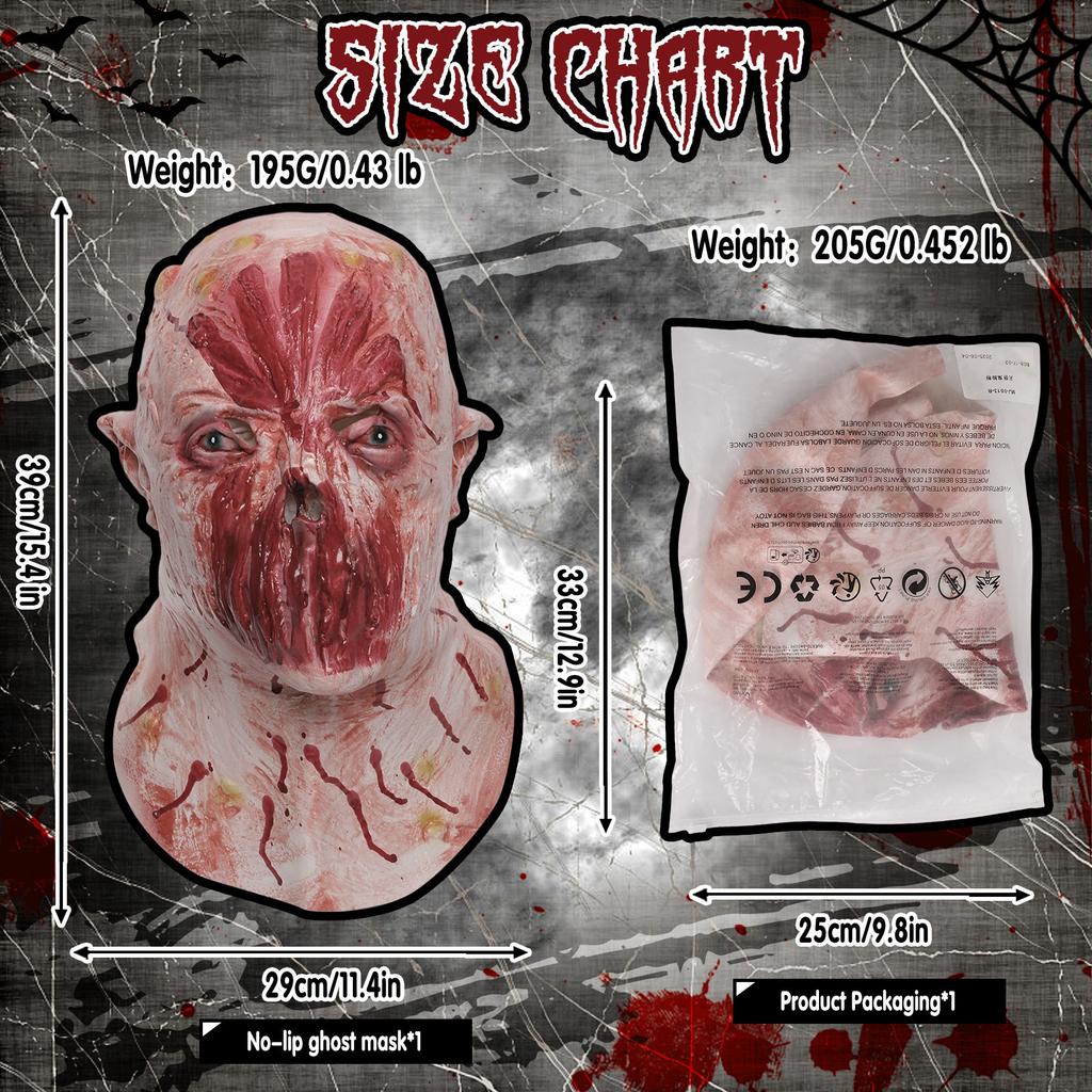 New Halloween Vampire Face Mask, Terrifying Latex Headset, Ghoul Devourer, Lipless Ghost Trick Mask
