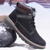 TUINANLE Men Winter Boots Warm Plush High-top Velcro Non-slip Chunky Heel Snow Outdoor Shoes