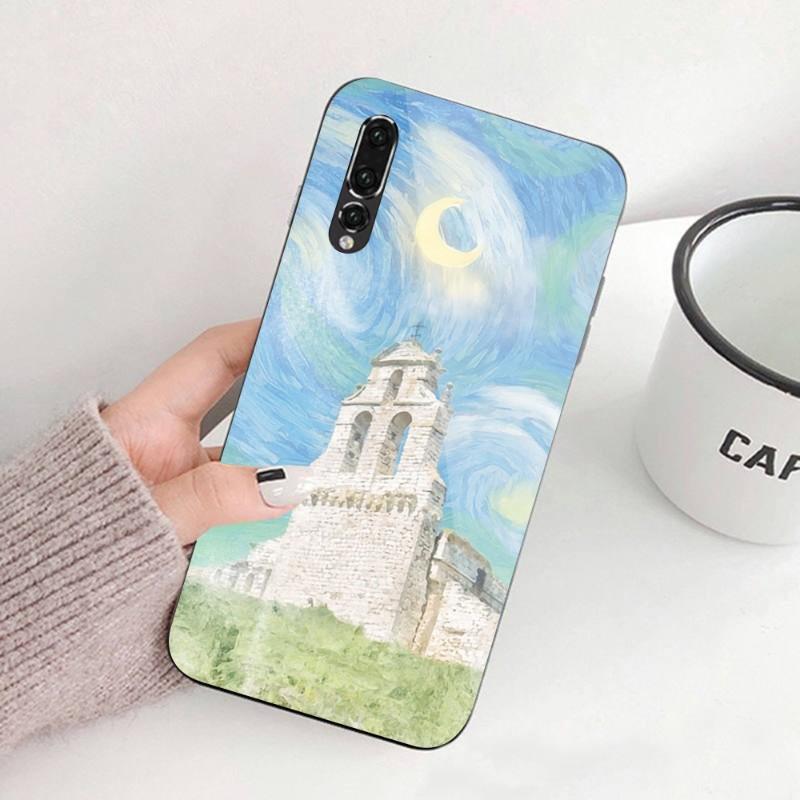 Ilustracja Malarstwo Olejne Artystyczne Etui na Telefon Dla Huawei P50 P40 P30 P20 Pro Mate 40 30 20 Pro Nova 9 8 7 PC Szkło Pokrowiec na Telefon