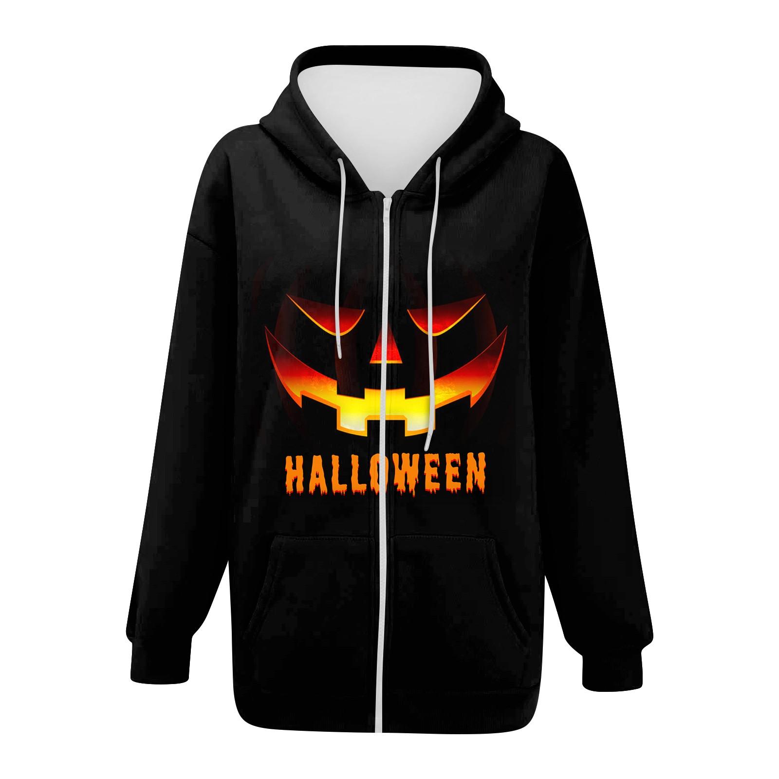 Женская мода повседневная толстовка с принтом на Хэллоуин осень-зима с длинным рукавом — фото 4