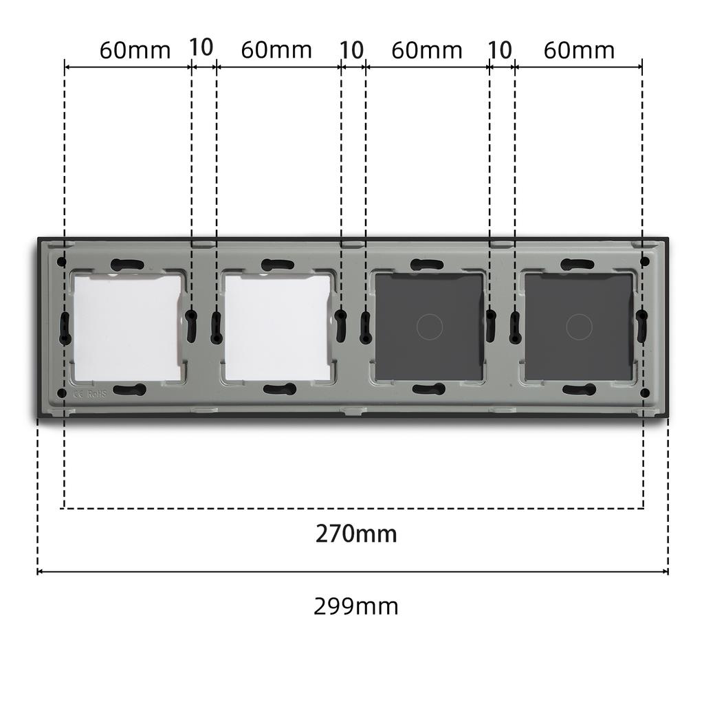 BSEED Double 1/2/3Gang Touch Switch Plus Dual Socket Crystal Glass Panel EU Standard 299mm  DIY Part Front Panel Without Switch