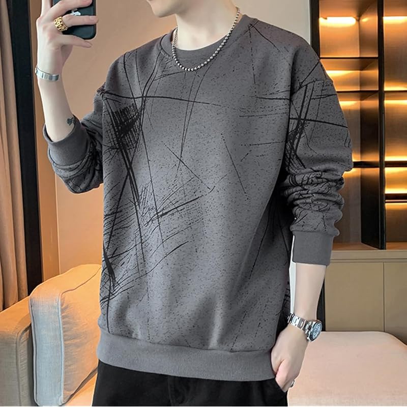[ODFMCE] trainer men's spring long sleeve casual Fashionable Relaxing big size (JP, alphabet, 3XL, gray)