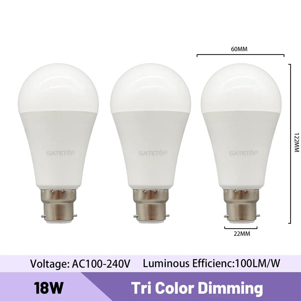 3pcs E27 B22 Energy Saving 3 Color Temperature CCT Bulb AC110V 220V 18W 24W Memory Function Color Temp Reset Light for Bedroom