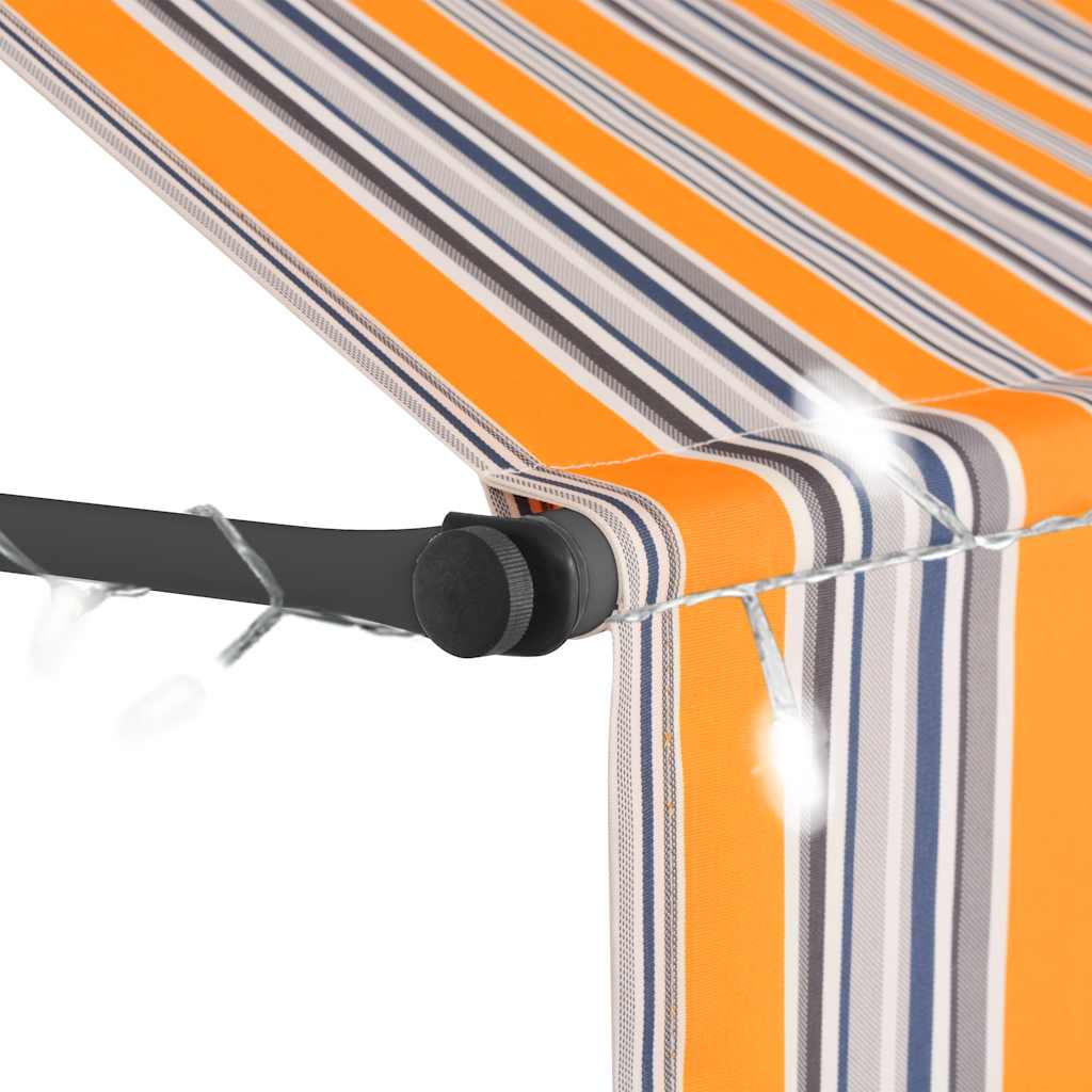 Vidaxl Ręcznie Zwijana Markiza Z Led, 300 Cm, Żółto-Niebieska