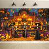 2D banner 1 piece Marigold with bright candles Day of the Dead ambience Halloween and Day of the Dead party decorations