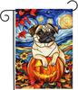 Stained Glass Pug Fall Garden Ag Halloween Pumpkin Yard Signs Autumn Sunower Thanksgiving Banner for Outside 12x18 Doubl EEZ