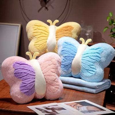 Almofada de Pelúcia Borboleta de Desenho Animado com Cobertor Brinquedo Animais de Pelúcia Boneca de Pelúcia Borboleta Almofada de Sofá Decoração de Casa Presentes de Aniversário