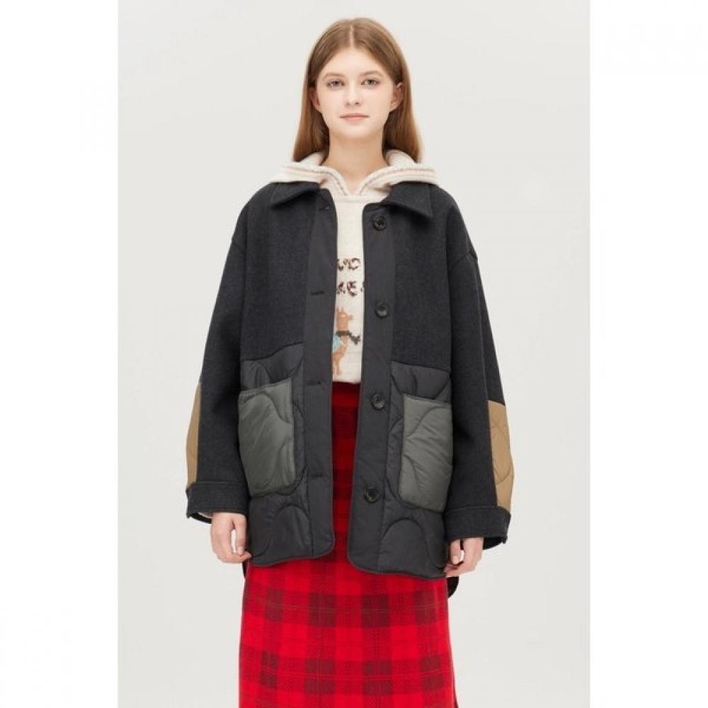 Benetton Padded Block Half Coat Bact58561 DG/42