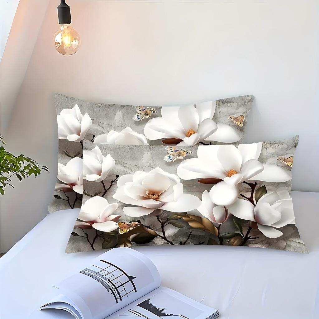 Comforter Butterfly Floral Pattern 3D Printed Set Elegant Fresh Style Soft Comfortable Bedding