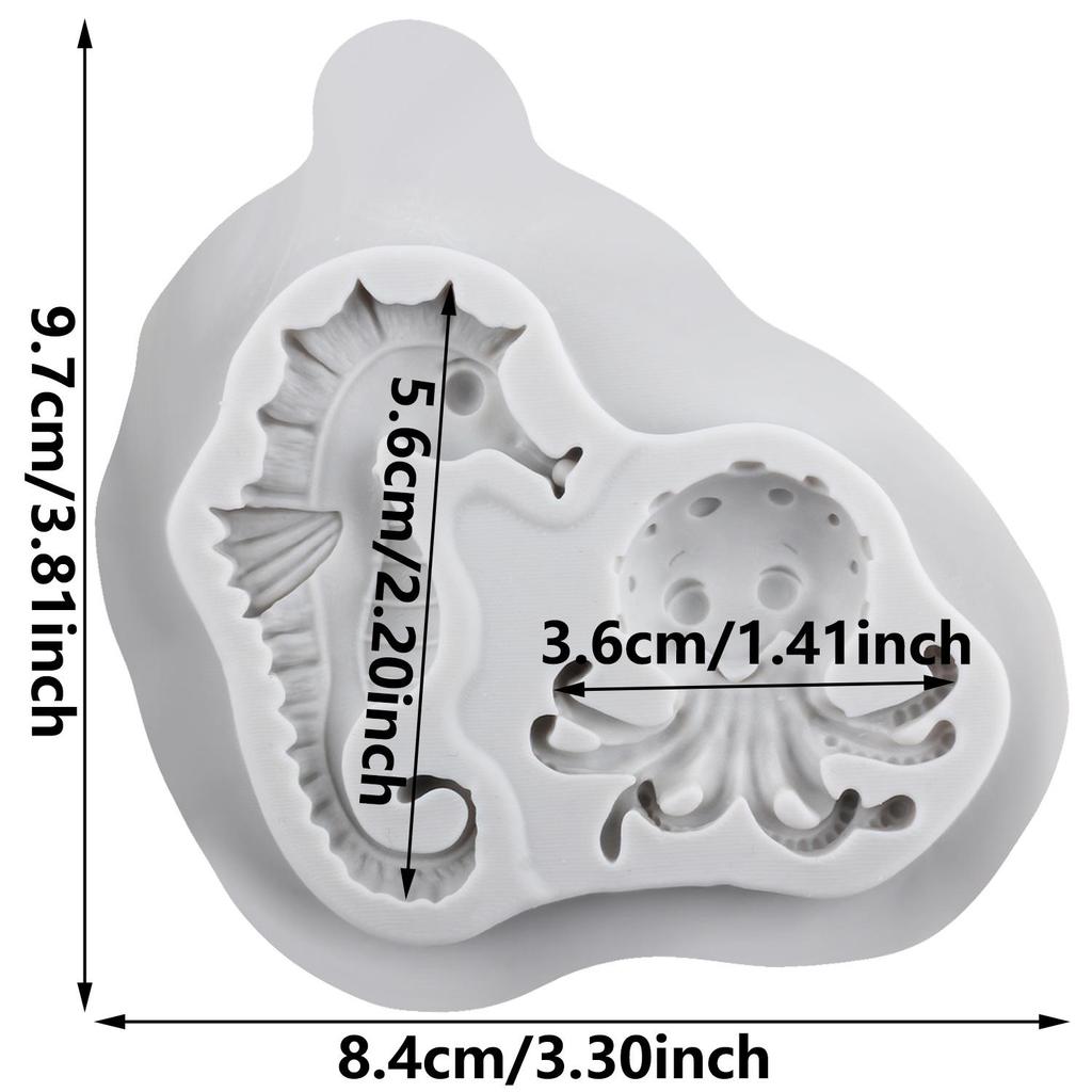 Mermaid Dolphin Silicone Mold Fish Turtle Crab Octopus Seahorse Molds Cake Decorating Tools Cupcake Topper Candy Resin Clay Chocolate Gumpaste Mold
