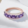Shiny Square Purple Natural Zircon Ring For Women Trend  Rose Gold Color Bride Wedding Vintage Jewelry Best Gift