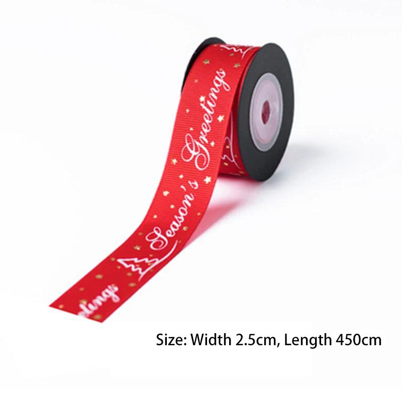 5yards 25mm Christmas Ribbon Printing Ployester Ribbon For Handmade Bow Christmas Decorations DIY Gift Wrapping