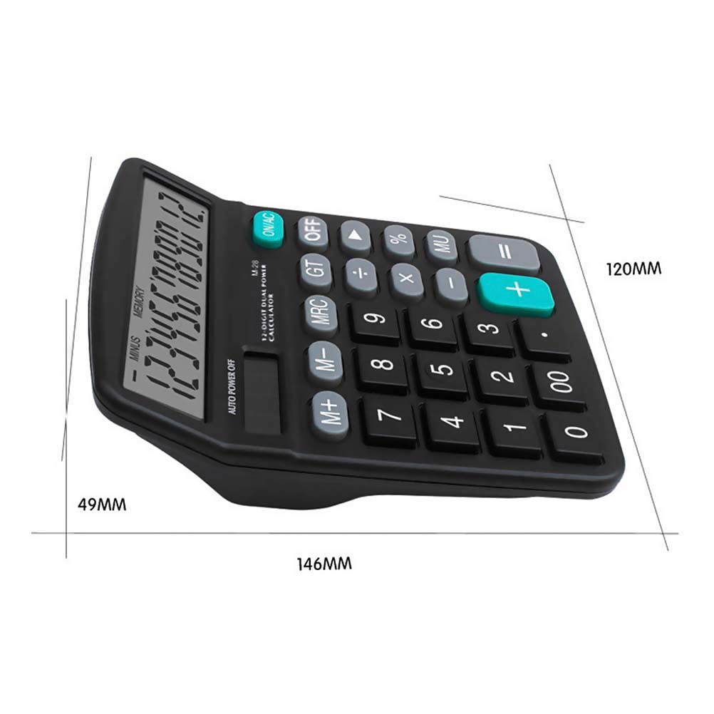 12 Digit Dual Power Basic Calculator Handheld Desktop Calculator with Large LCD Display Big