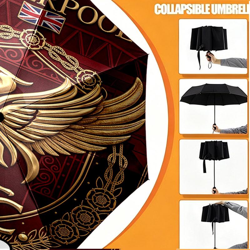 Custom Name Personalized Liverpool Football Club Print Umbrella, Auto Open Close, 8‑Rib Sturdy Frame, Commute Camping Hiking Use, Birthday Gift