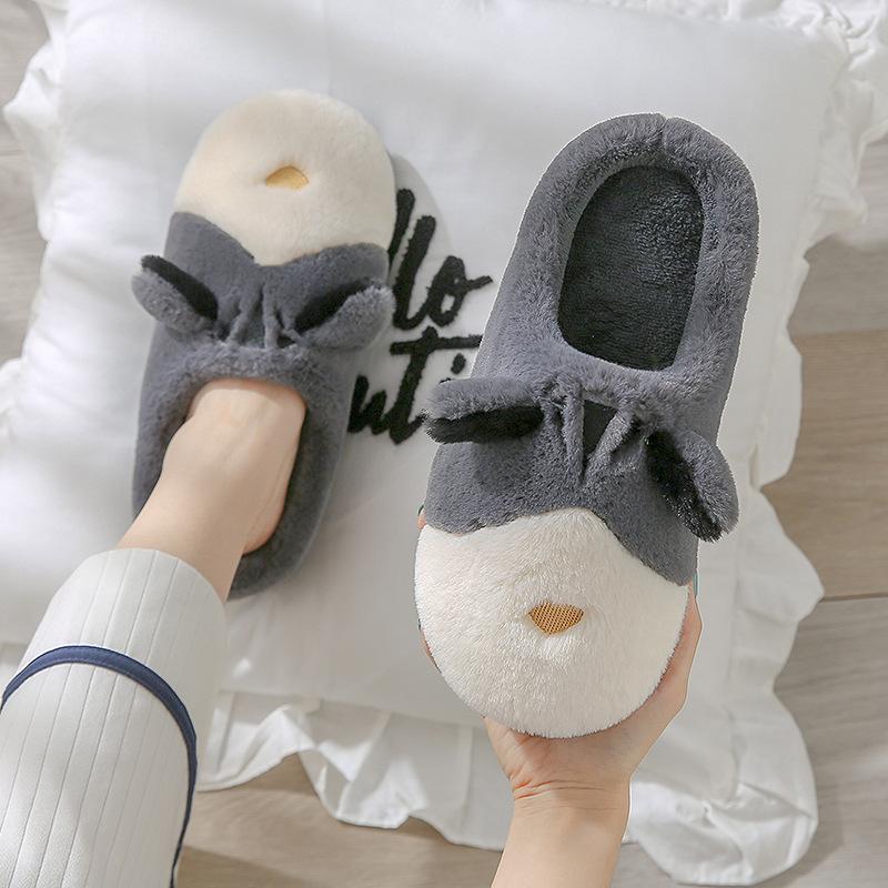 Cotton slippers women's autumn and winter indoor cute home plush couple home non-slip external wear warm cotton mop
