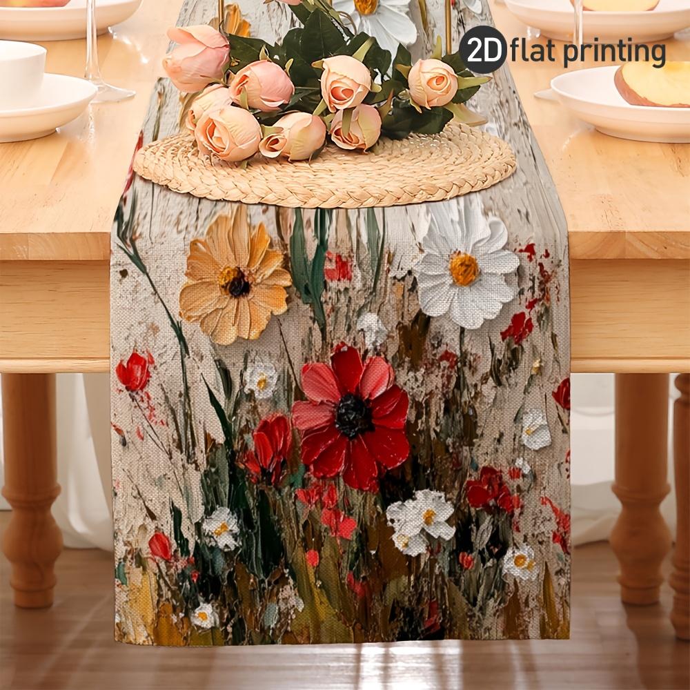 Chemin de table coloré fleurs printemps été Décoration Festival Français Campagne Décoration Table de Cuisine 33x230cm