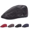 Leather Beret Men's Leather Duck Tongue Cap Middle-aged and Elderly Winter Leather Forward Cap Female Warm Leather Cap