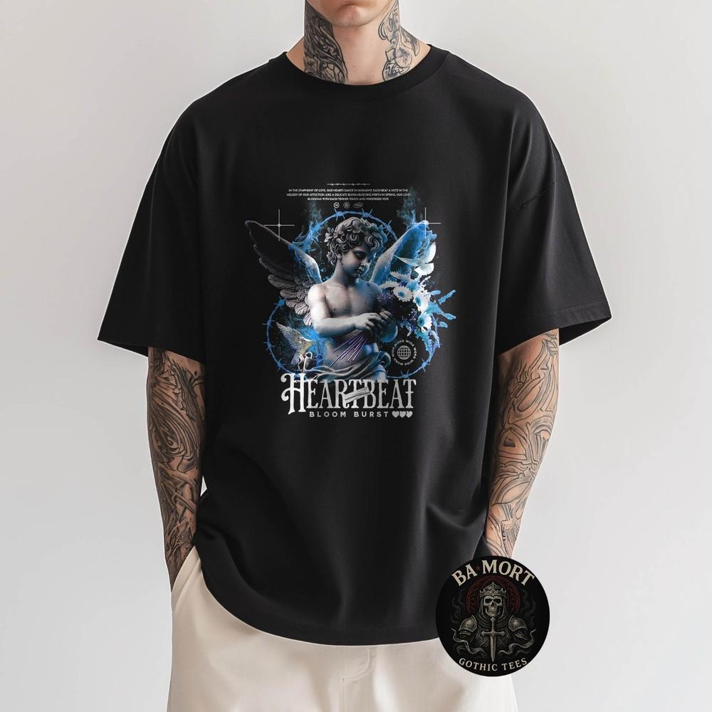 

Blue Heartbeat Floral Angel Valentine Gift TShirt Unisex T-Shirt S