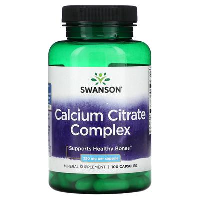 Complesso di Citrato di Calcio, 250 mg, 100 Capsule