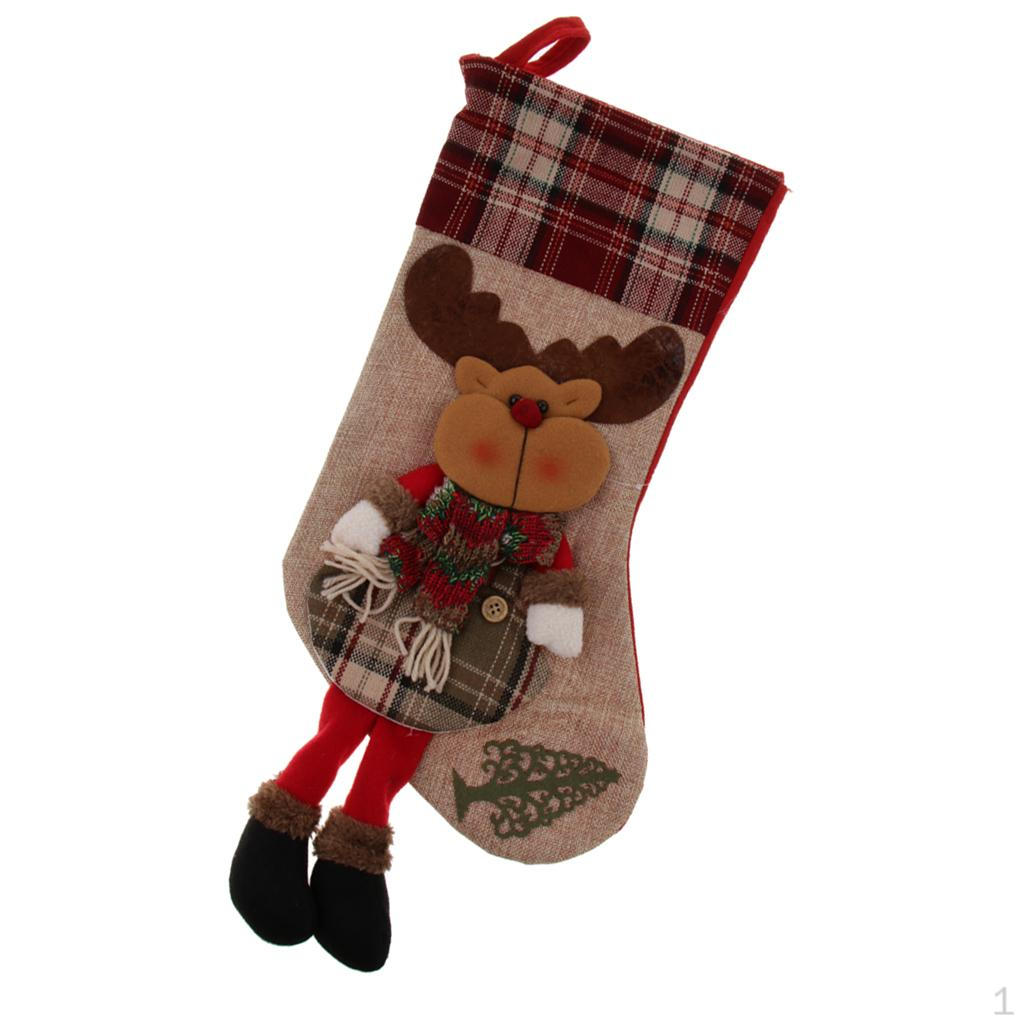 Santa Claus Snowman Elk Bottom Plaid Candy Bag Decoration