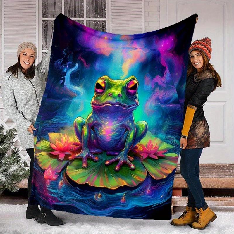 1pc Frog Printing Lightweight Flannel Blanket, Comfortable and Warm Blanket, for Camping Sofa Bed and Couch Office, Suitable for Gift Blanket